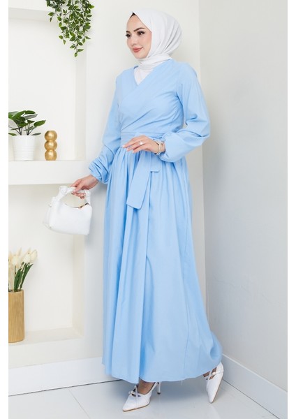 Bağlamalı Bluz Etek Ikili Takım 1465 - Bebe Mavisi