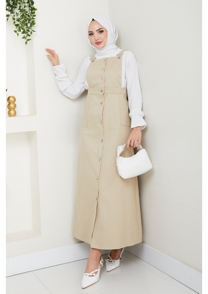 Boydan Düğmeli Gabardin Jile 1552 - Bej
