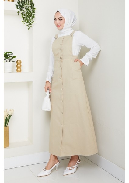Boydan Düğmeli Gabardin Jile 1552 - Bej fiyatları