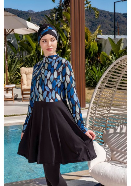Hızlı Kuruyan Desenli Taytlı Likralı Tesettür Mayo 2512 indirimleri