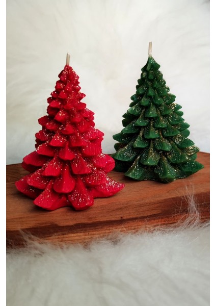 2'li Yeni Yıl ( Noel - Yılbaşı ) Konseptli Çam Ağacı Mum fiyatları