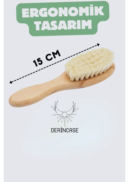 %100 Keçi Kılı Bebek Saç Fırçası ve Bebek Şimşir Tarak 2'li Set + Bez Kese Hediyeli fırsatları