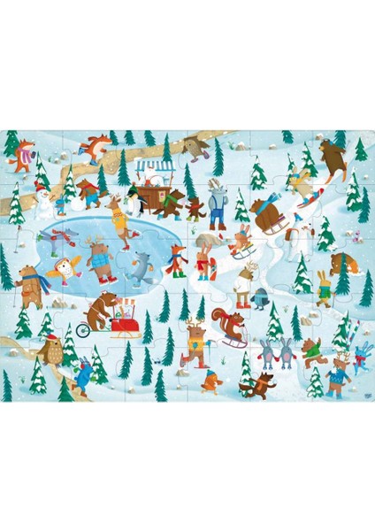 Yuvarlak Kutulu Puzzle // Animals On Ice (30 Parça)