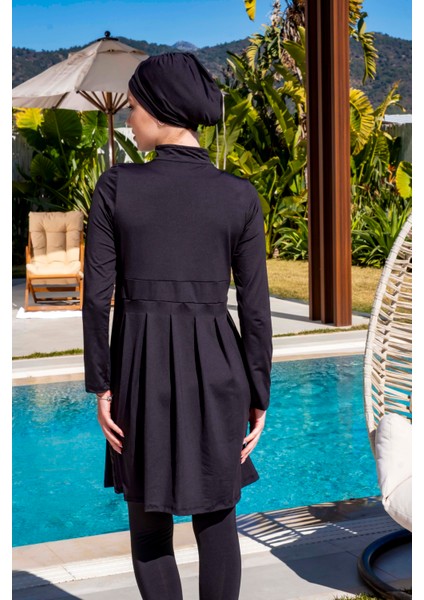 Hızlı Kuruyan Taytlı Likralı Siyah Tesettür Mayo 2514 fiyatları