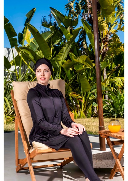 Hızlı Kuruyan Taytlı Likralı Siyah Tesettür Mayo 2514 modelleri