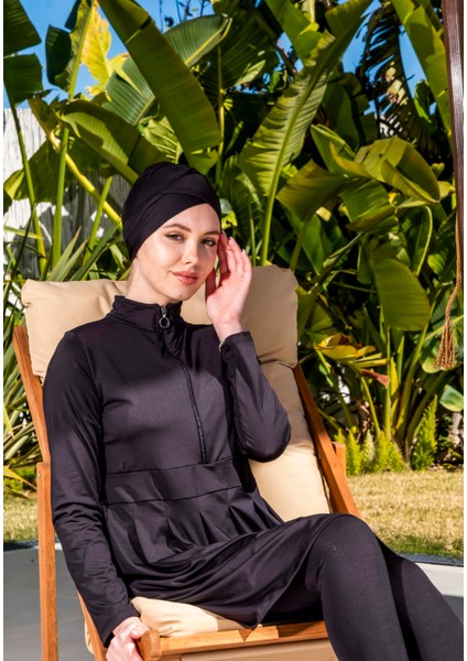 Hızlı Kuruyan Taytlı Likralı Siyah Tesettür Mayo 2514 indirimleri
