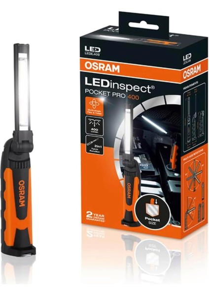Şarjlı El Feneri Ledinspect Pocket Pro 400, LED El Feneri, 2 Yıl Garantili, Cep Boyutu