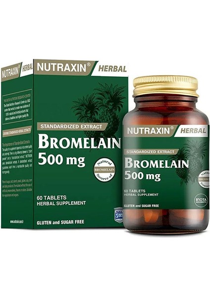 Magnesium Complex Vitamin B6 60 Tablet-Nutraxin Bromelain 500 Mg 60 Tablet