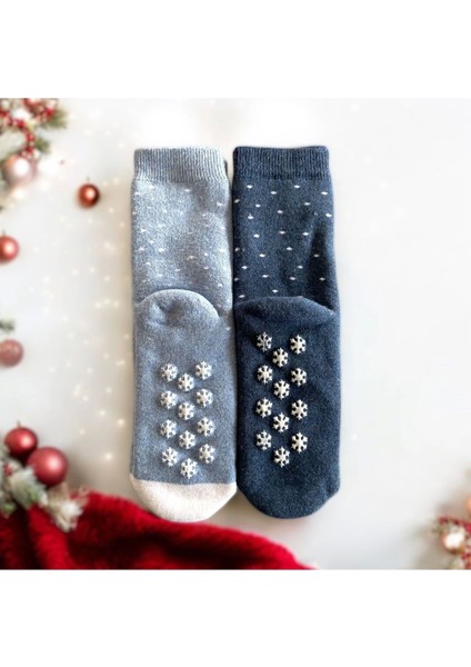 Yılbaşı / Noel / Christmas Temalı Hediye Kutulu Çocuk 2'li Havlu Çorap Seti modelleri