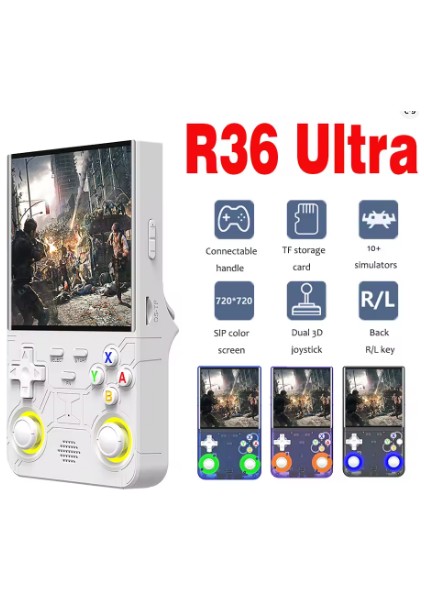 R36 Ultra El Oyun Konsolu 4\'\' IPS Ekran 64 GB Linux Sistem 21.000 Oyun