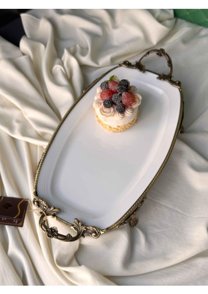 Antique White Kulplu Dikdörtgen Tabak 38CM modelleri