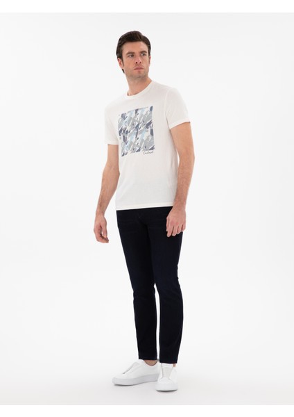 Erkek Lacivert Slim Fit Pamuk Karışımlı Jean Pantolon 50305699-VR033