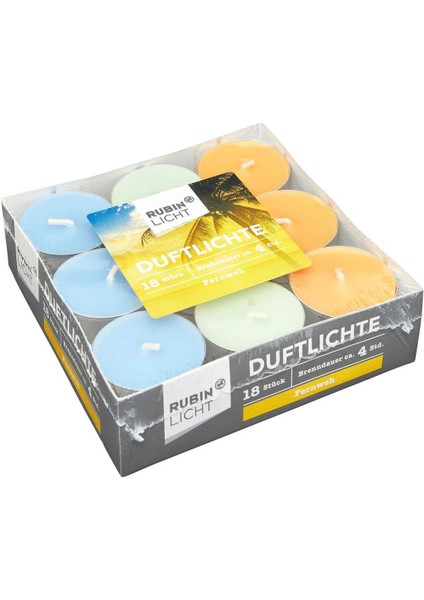Rubin Licht Tealight Kokulu Mum Uzak Diyarlar, 18'li