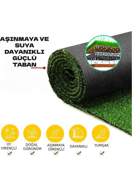 Dekoratif Kaliteli Yeşil Suni Çim Kaymaz Suya Isıya Dayanıklı Bahçe Teras Balkon Halısı