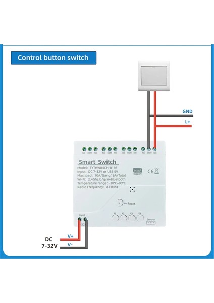 Tuya Akıllı Wifi 4 Kanal Röle Anahtarı RF433 Alexa Için B (Yurt Dışından)