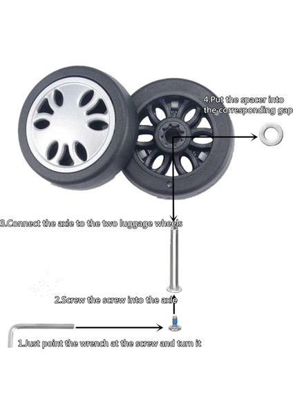 8 Parçalı Bagaj Tekerlekleri Değiştirme Kiti Sessiz Tekerlek Değiştirme Bavul A (Yurt Dışından) modelleri