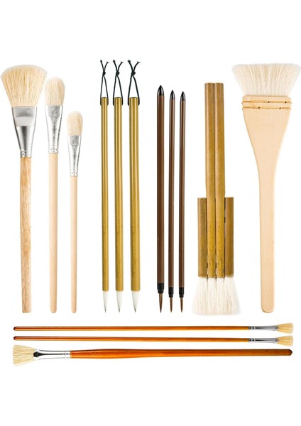 14 Adet Seramik Sır Fırçaları Ahşap Seramik Fırçaları Uzun Saplı (Yurt Dışından)