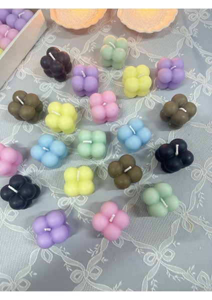50 Adet 5 Soft Renk Özel Mini Bubble Mum Davet Nikah Söz Nişan Kına Hediyeliği modelleri