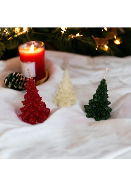 3'lü, Çam Ağacı Mum Seti, Dekoratif Mum, Yeniyıl Konsept , Yılbaşı Hediye, Dijital Baskılı fiyatları