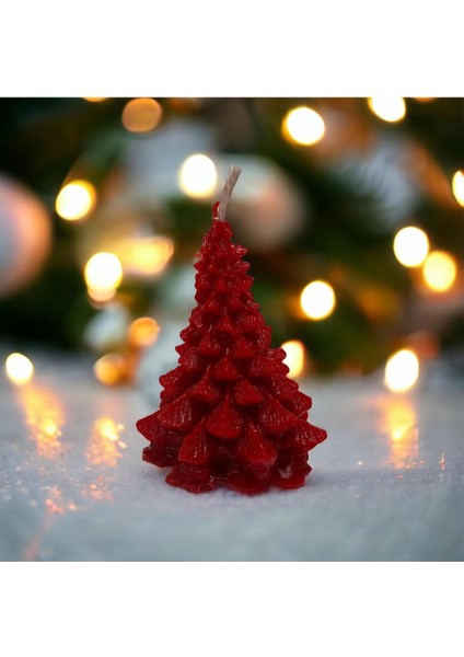 3'lü, Çam Ağacı Mum Seti, Dekoratif Mum, Yeniyıl Konsept , Yılbaşı Hediye, Dijital Baskılı