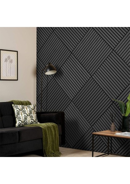 Antrasit (10 ADET) 40X40cm Yeni Nesil Akustik Ahşap Duvar Paneli