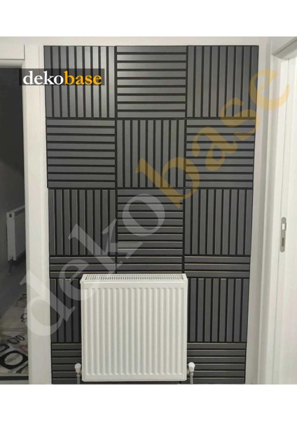 Antrasit (10 ADET) 40X40cm Yeni Nesil Akustik Ahşap Duvar Paneli