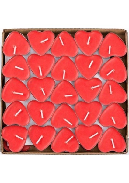 50'li Romantik Kalpli Kırmızı Tealight Mum Seti fiyatları