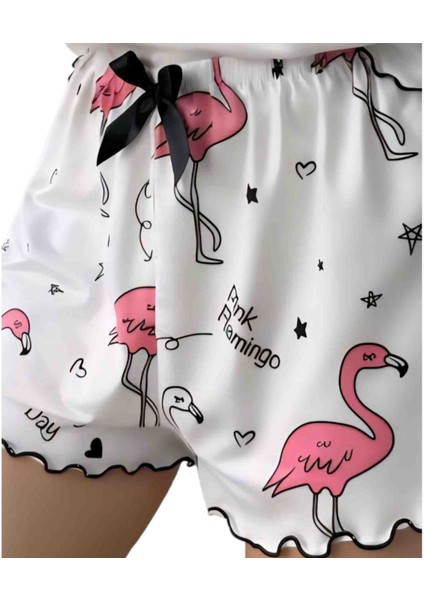Real Passione Lingerie Flamingo Desenli Şortlu Takım