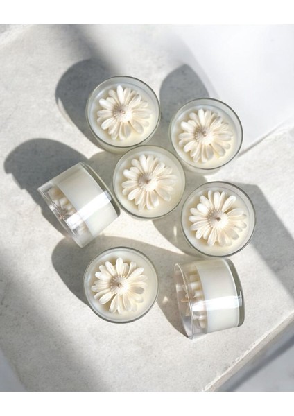 Dekoratif Bardak Mum | Lüks Hedyelik Bardak Mum | Papatyalı Mum | Hediyelik , Dekoratif , Ev Dekor