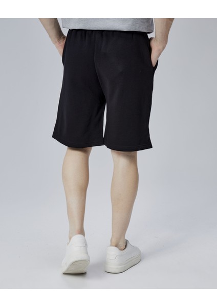 Asher Siyah Yırtmaçlı Patchli Rahat Kalıp Erkek Örme Şort fırsatları
