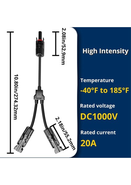Çift Y-Tarzı Güneş Konnektörü Dc 1000V Fmm+Mff Güneş Kablo Bağlantısı (Yurt Dışından)