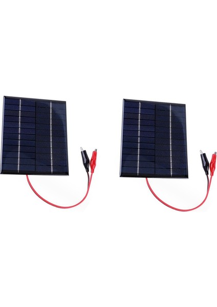 2 Adet 12V 2W Yüksek Katlanabilir Güneş Paneli Şarj Cihazı Klipsli Kablo (Yurt Dışından)