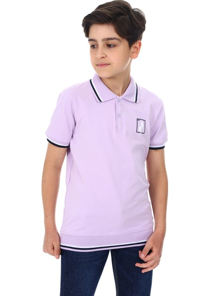 Erkek Çocuk Polo Yaka Palmiye Baskılı Tişört