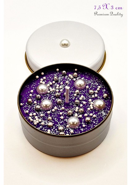 Hindistan Cevizi Kokulu Inci Taneli Aşk & Bolluk Mumu | 3D Teneke Kutuda | Dekoratif Hediyelik