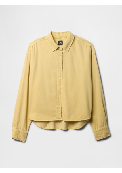 Kadın Sarı Ultrasoft Denim Crop Big Gömlek fiyatları