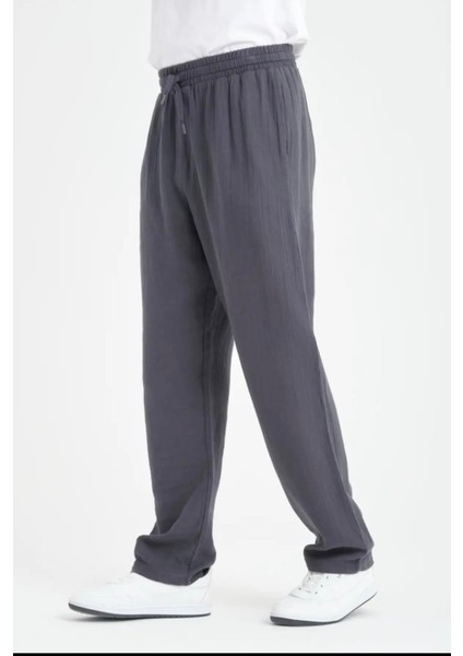 Hafif ve Rahat Müslin Baggy Erkek Pantolon - Füme fiyatları