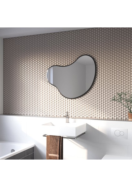 Organik Formlu Duvar Aynası – Modern Siyah Mdf Çerçeveli, Salon ve Banyo Dekor Aynası (AYP197) indirimleri