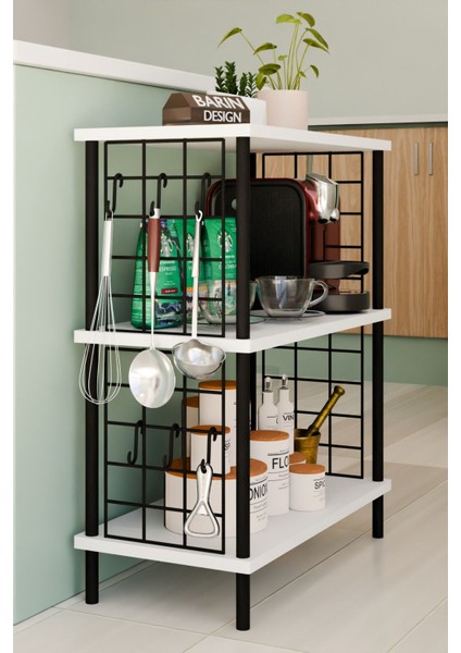 3 Raflı Telli Çevir-Kur Çok Amaçlı Raf Ünitesi | Metal Gövde Mutfak Düzenleyici | Pratik Organizer