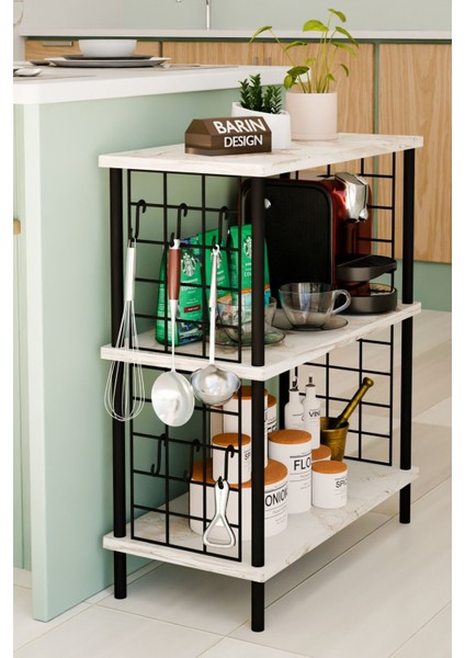 3 Raflı Telli Çevir-Kur Çok Amaçlı Raf Ünitesi | Metal Gövde Mutfak Düzenleyici | Pratik Organizer