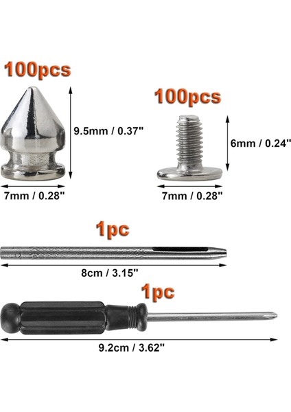 100 Paket Çivili ve Saplamalar 9,5 mm Giysiler Için Çivili Metal Saplamalar Perçinler (Yurt Dışından)