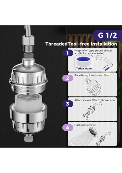 Duş Filtresi Sert Su Için 20 Aşamalı Filtreli Duş (Yurt Dışından) fiyatları