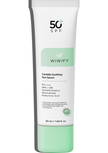 Yatıştırıcı Onarıcı Yüksek Korumalı Centella Soothing Sun Serum SPF 50 + Pa ++++ 50 ml
