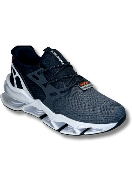 2202 Füme Siyah Beyaz Amortisör Tabanlı Bağcıklı Erkek Spor Ayakkabı 43 fırsatları