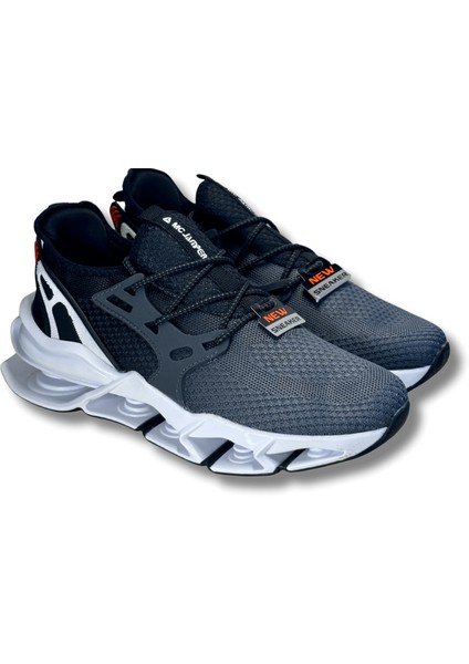 2202 Füme Siyah Beyaz Amortisör Tabanlı Bağcıklı Erkek Spor Ayakkabı 43 indirimleri