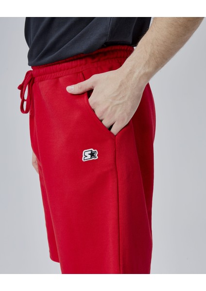 Asher Kırmızı Yırtmaçlı Patchli Rahat Kalıp Erkek Örme Şort fiyatları