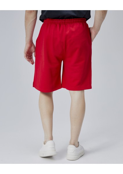 Asher Kırmızı Yırtmaçlı Patchli Rahat Kalıp Erkek Örme Şort fırsatları