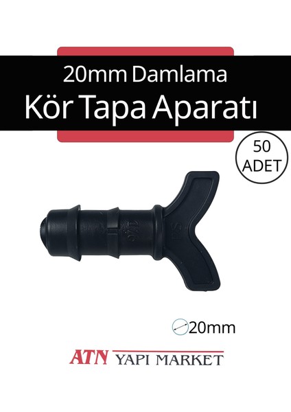 Körtapa 20MM 50 Adet Damlama Sulama Boru Kurtağızı Tapa - Kör Tapa