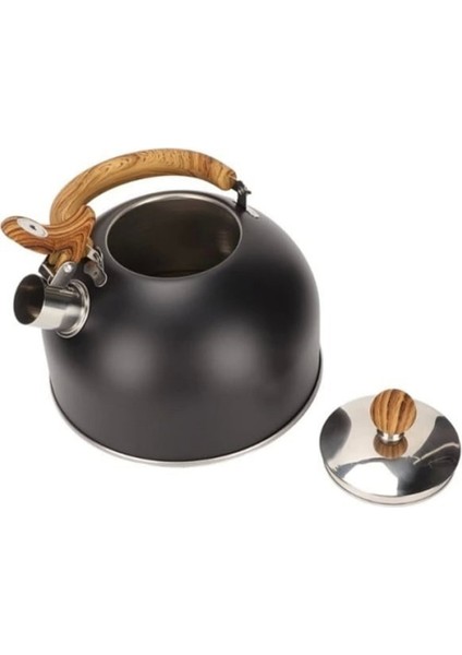 Düdüklü Çaydanlık Ahşap Iskandinav Su Isıtıcı Islık Çalan Çaydanlık Kettle Demlik Çay Potu 2 Litre