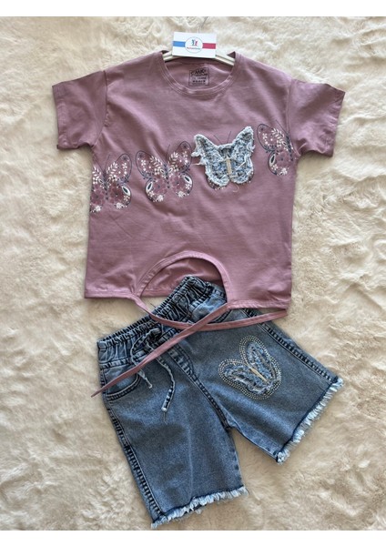 Kelebekli Kot Şortlu Ikili Takım