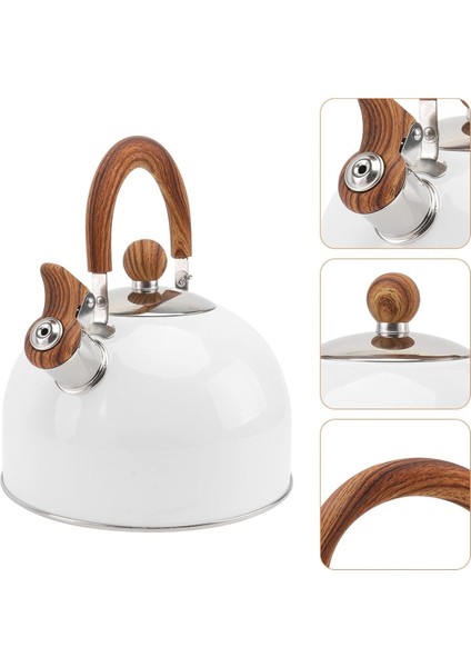 3 Litre Düdüklü Çaydanlık Iskandinav Ahşap Su Isıtıcı Islık Çalan Çaydanlık Kettle Demlik Çay Potu